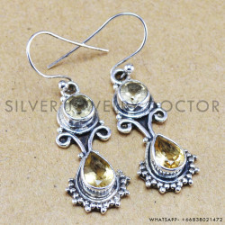Citrine 925 Sterling Silver Earrings (WE-6222)