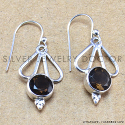 Smoky Quartz 925 Sterling Silver Earrings (WE-6224) Smoky Quartz 925 Sterling Silver Earrings (WE-6224)