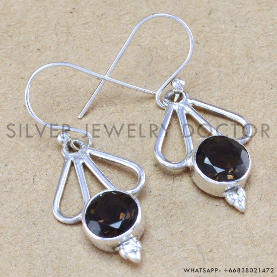 Smoky Quartz 925 Sterling Silver Earrings (WE-6224) Smoky Quartz 925 Sterling Silver Earrings (WE-6224)