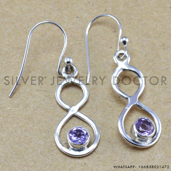 Amethyst 925 Sterling Silver Earrings (WE-6225) Amethyst 925 Sterling Silver Earrings (WE-6225)