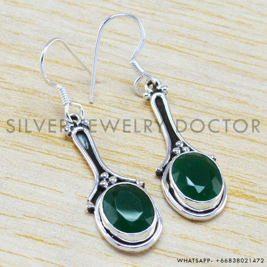 Emerald 925 Sterling Silver Earrings (WE-6253) Emerald 925 Sterling Silver Earrings (WE-6253)