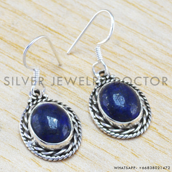 Lapis Lazuli 925 Sterling Silver Earrings (WE-6256) Lapis Lazuli 925 Sterling Silver Earrings (WE-6256)