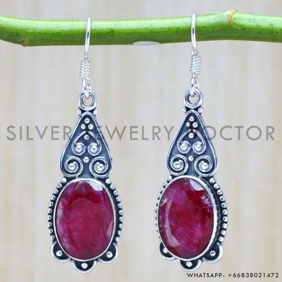 Ruby 925 Sterling Silver Earrings (WE-6257) Ruby 925 Sterling Silver Earrings (WE-6257)