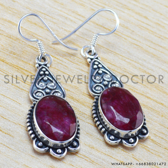 Ruby 925 Sterling Silver Earrings (WE-6257) Ruby 925 Sterling Silver Earrings (WE-6257)
