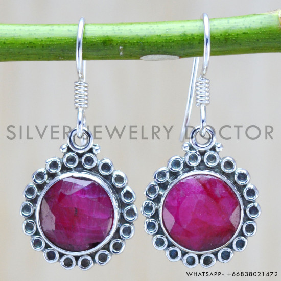 Ruby 925 Sterling Silver Earrings (WE-6259) Ruby 925 Sterling Silver Earrings (WE-6259)