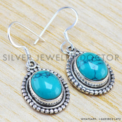 Turquoise 925 Sterling Silver Earrings (WE-6260)