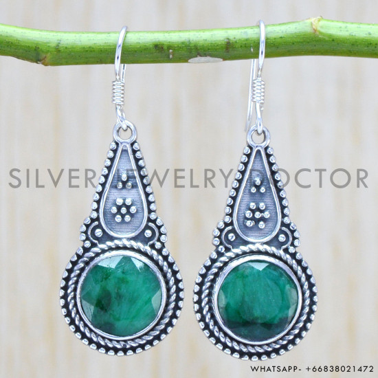 Emerald 925 Sterling Silver Earrings (WE-6264) Emerald 925 Sterling Silver Earrings (WE-6264)