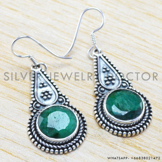 Emerald 925 Sterling Silver Earrings (WE-6264) Emerald 925 Sterling Silver Earrings (WE-6264)