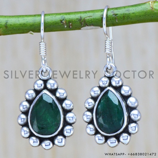 Emerald 925 Sterling Silver Earrings (WE-6274) Emerald 925 Sterling Silver Earrings (WE-6274)