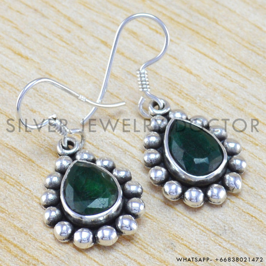 Emerald 925 Sterling Silver Earrings (WE-6274) Emerald 925 Sterling Silver Earrings (WE-6274)