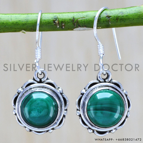Malachite 925 Sterling Silver Earrings (WE-6276) Malachite 925 Sterling Silver Earrings (WE-6276)