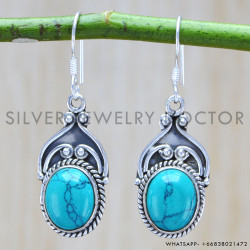 Turquoise 925 Sterling Silver Earrings (WE-6282) Turquoise 925 Sterling Silver Earrings (WE-6282)