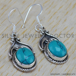 Turquoise 925 Sterling Silver Earrings (WE-6282)