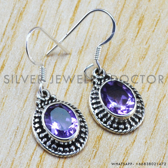Amethyst 925 Sterling Silver Earrings (WE-6350) Amethyst 925 Sterling Silver Earrings (WE-6350)