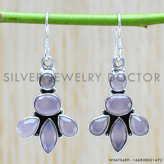 Rose Quartz 925 Sterling Silver Earrings (WE-6351) Rose Quartz 925 Sterling Silver Earrings (WE-6351)