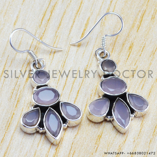 Rose Quartz 925 Sterling Silver Earrings (WE-6351) Rose Quartz 925 Sterling Silver Earrings (WE-6351)