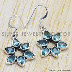 Blue Topaz 925 Sterling Silver Earrings (WE-6354)