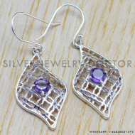 Amethyst 925 Sterling Silver Earrings (WE-6357)
