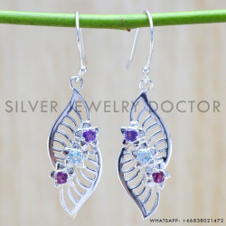 Blue Topaz 925 Sterling Silver Earrings (WE-6363)