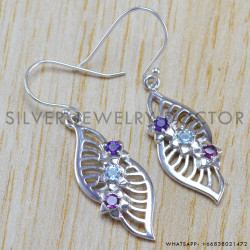 Blue Topaz 925 Sterling Silver Earrings (WE-6363)