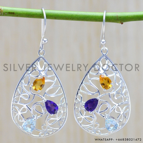 Amethyst 925 Sterling Silver Earrings (WE-6367)