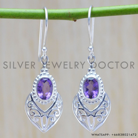 Amethyst 925 Sterling Silver Earrings (WE-6369) Amethyst 925 Sterling Silver Earrings (WE-6369)