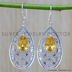 Citrine 925 Sterling Silver Earrings (WE-6375)