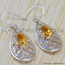 Citrine 925 Sterling Silver Earrings (WE-6375)