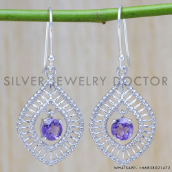 Amethyst 925 Sterling Silver Earrings (WE-6377)