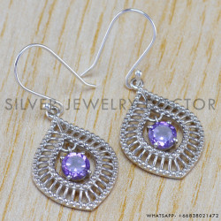 Amethyst 925 Sterling Silver Earrings (WE-6377)