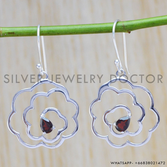 Garnet 925 Sterling Silver Earrings (WE-6379) Garnet 925 Sterling Silver Earrings (WE-6379)