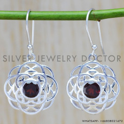 Garnet 925 Sterling Silver Earrings (WE-6381)