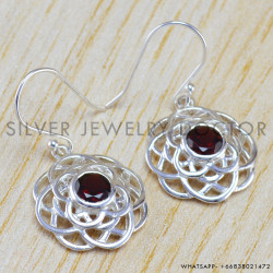 Garnet 925 Sterling Silver Earrings (WE-6381)