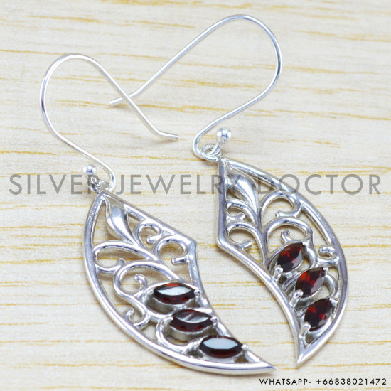 Garnet 925 Sterling Silver Earrings (WE-6384) Garnet 925 Sterling Silver Earrings (WE-6384)