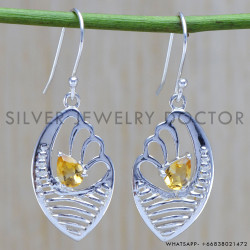 Citrine 925 Sterling Silver Earrings (WE-6389)
