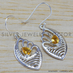 Citrine 925 Sterling Silver Earrings (WE-6389)