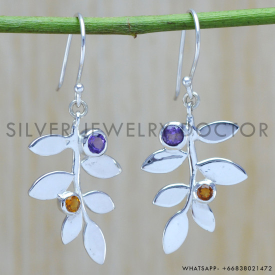 Amethyst 925 Sterling Silver Earrings (WE-6410)