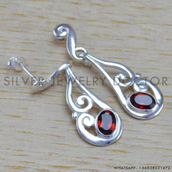 Garnet 925 Sterling Silver Earrings (WE-6422)