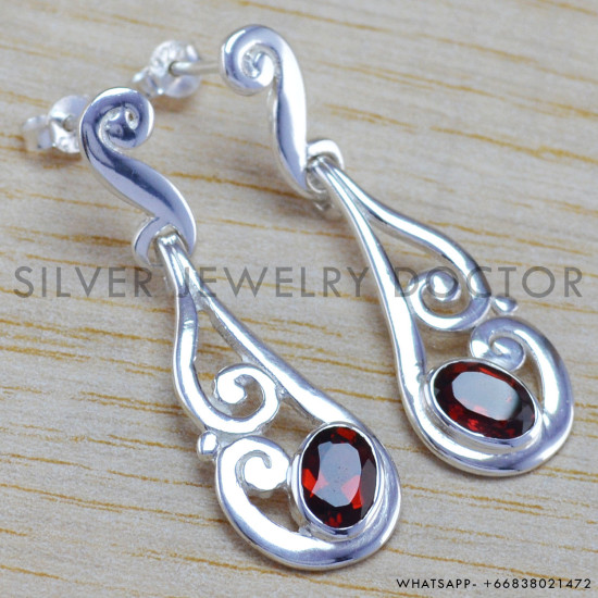 925 sterling silver anniversary jewelry garnet gemstone new earring, originating from Thailand WE-6422