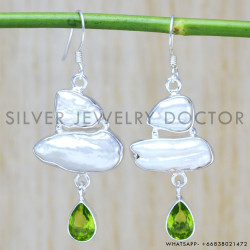 Peridot 925 Sterling Silver Earrings (WE-6439) Peridot 925 Sterling Silver Earrings (WE-6439)