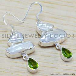 Peridot 925 Sterling Silver Earrings (WE-6439)