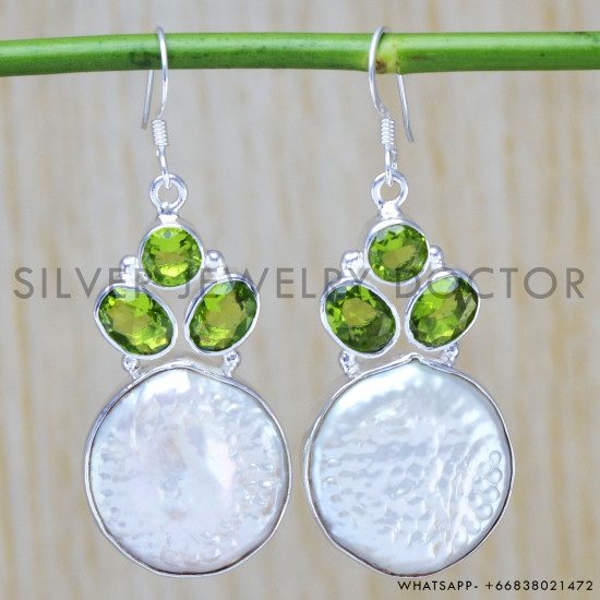 Peridot 925 Sterling Silver Earrings (WE-6440) Peridot 925 Sterling Silver Earrings (WE-6440)