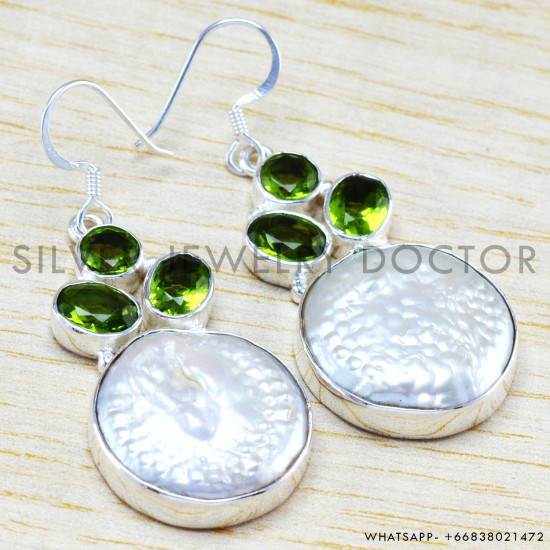Peridot 925 Sterling Silver Earrings (WE-6440) Peridot 925 Sterling Silver Earrings (WE-6440)