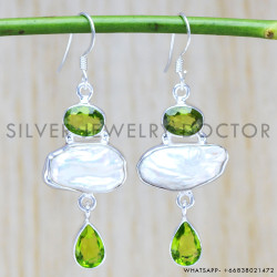Peridot 925 Sterling Silver Earrings (WE-6449) Peridot 925 Sterling Silver Earrings (WE-6449)