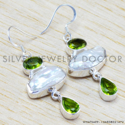 Peridot 925 Sterling Silver Earrings (WE-6449)