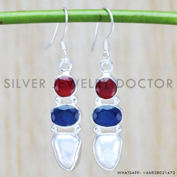 Sapphire 925 Sterling Silver Earrings (WE-6451) Sapphire 925 Sterling Silver Earrings (WE-6451)