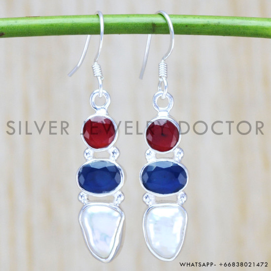 Sapphire 925 Sterling Silver Earrings (WE-6451) Sapphire 925 Sterling Silver Earrings (WE-6451)