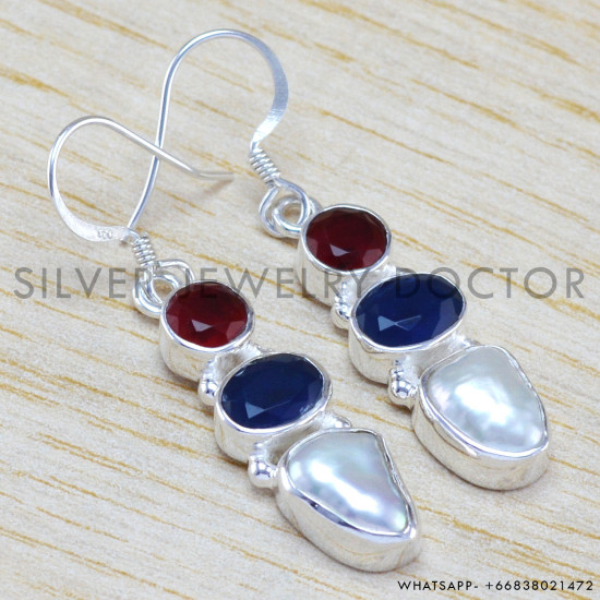 Sapphire 925 Sterling Silver Earrings (WE-6451) Sapphire 925 Sterling Silver Earrings (WE-6451)