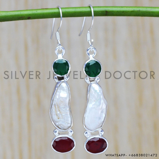 Emerald 925 Sterling Silver Earrings (WE-6453)