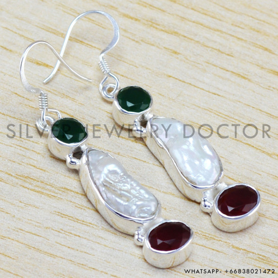 Emerald 925 Sterling Silver Earrings (WE-6453)